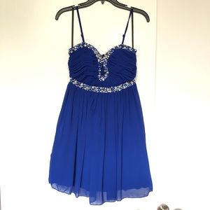 Blue Embellished Skater Dress